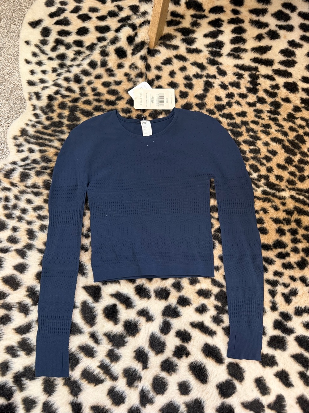 Fabletics Navy Long-Sleeve Knit Top